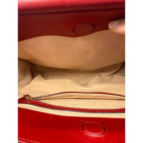 Gucci  Nappa Bamboo Web Medium Nymphaea Top Handle Bag Hibiscus Red*w/COA - Picture 9 of 16